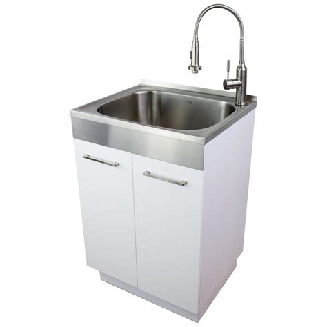 laundry cabinet with faucet and stainless steel sink|freestanding stainless steel utility sink.